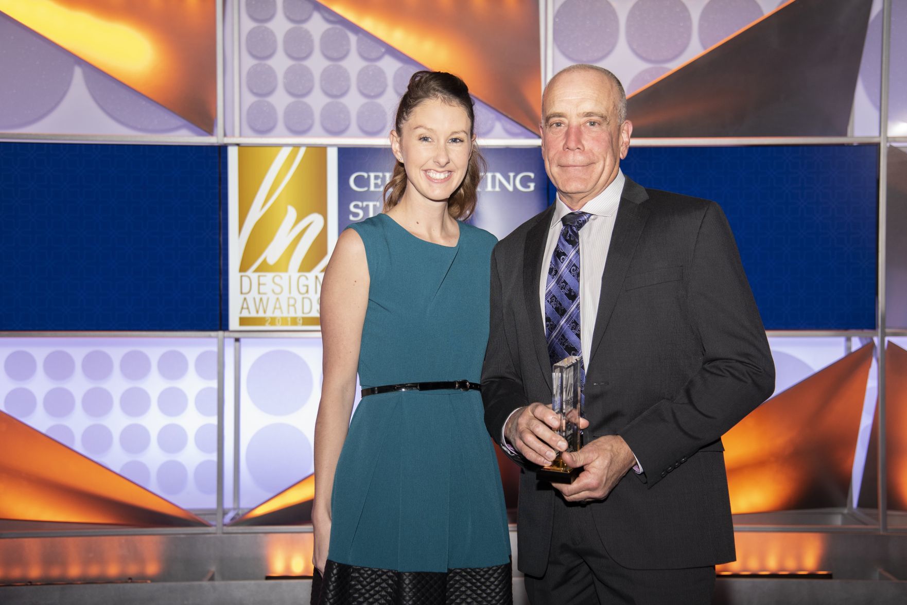 Alecia Humphreys with 2019 Ladue News Design Award Winner Tony Frisella